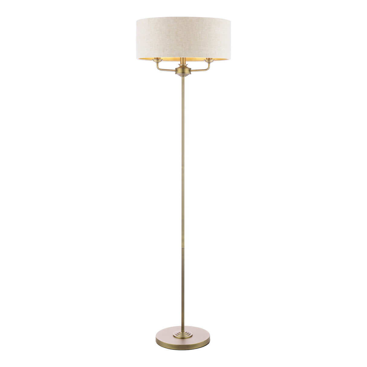 Laura Ashley Sorrento 3 Light Floor Lamp Matt Antique Brass With Natural Shade
