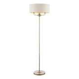 Laura Ashley Sorrento 3 Light Floor Lamp Matt Antique Brass With Natural Shade
