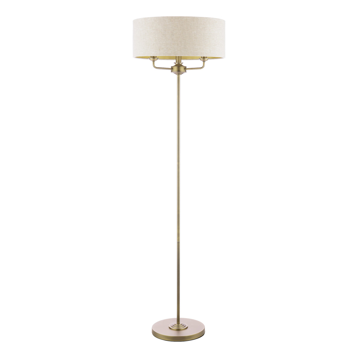 Laura Ashley Sorrento 3 Light Floor Lamp Matt Antique Brass With Natural Shade