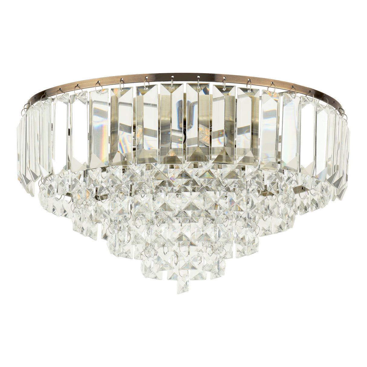 Laura Ashley Vienna 3 Light Flush Crystal and Antique Brass