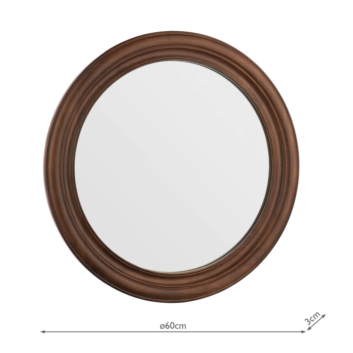 Laura Ashley Round Tate Mirror Dark Wood 60cm