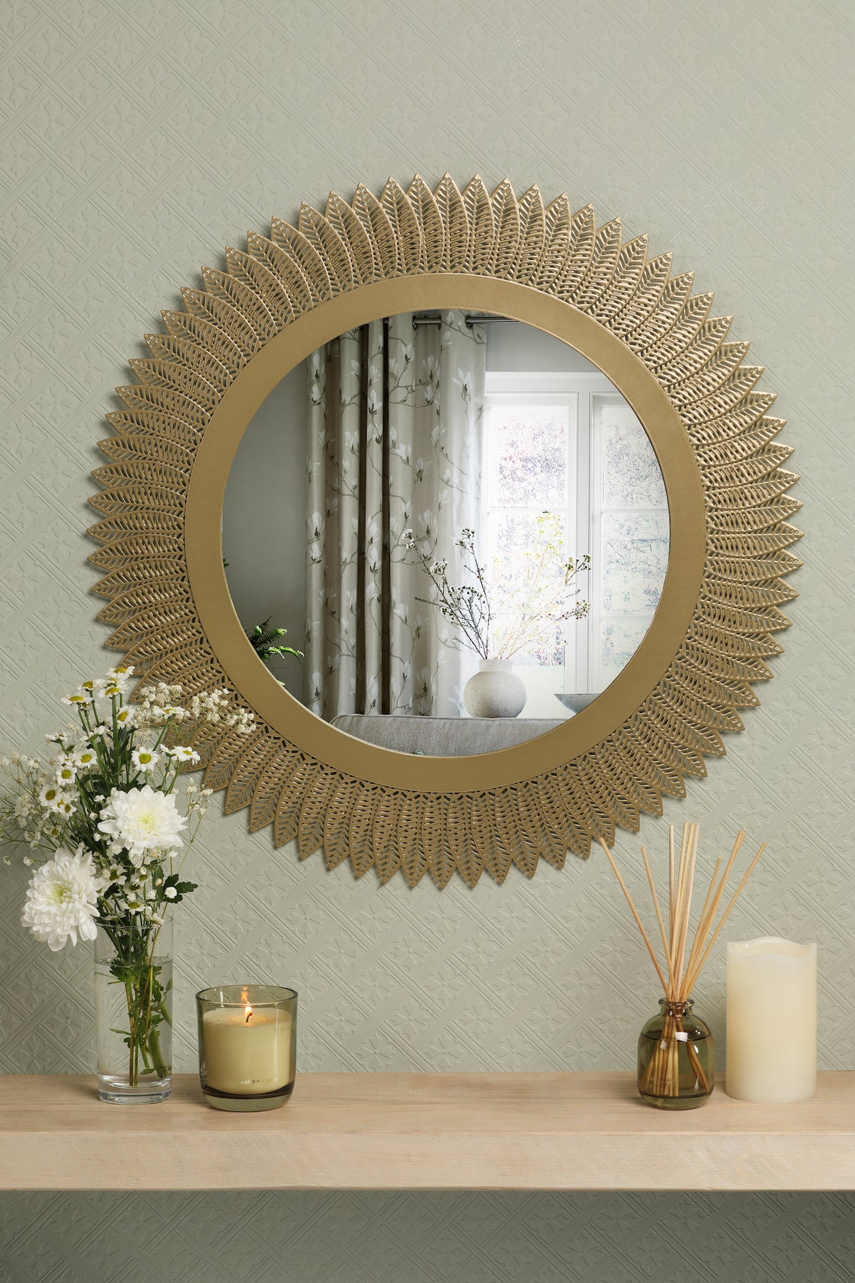 Laura Ashley Round Rushden Mirror Gold 60cm