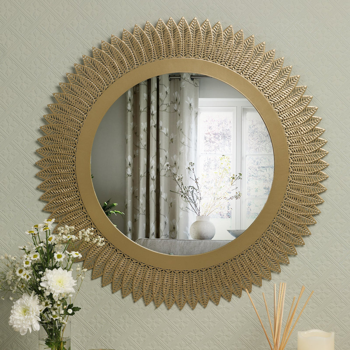 Laura Ashley Round Rushden Mirror Gold 60cm