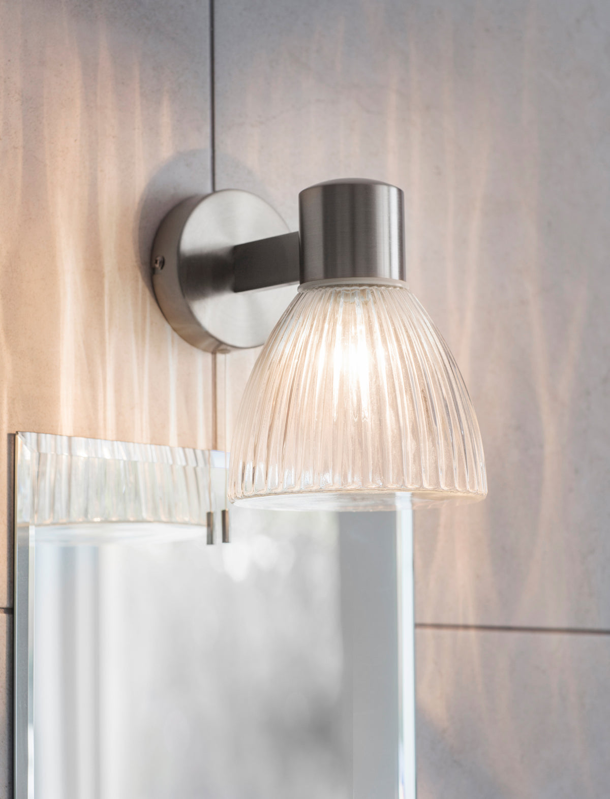 Garden Trading Campden Bathroom Wall Light Glass, Satin Nickel