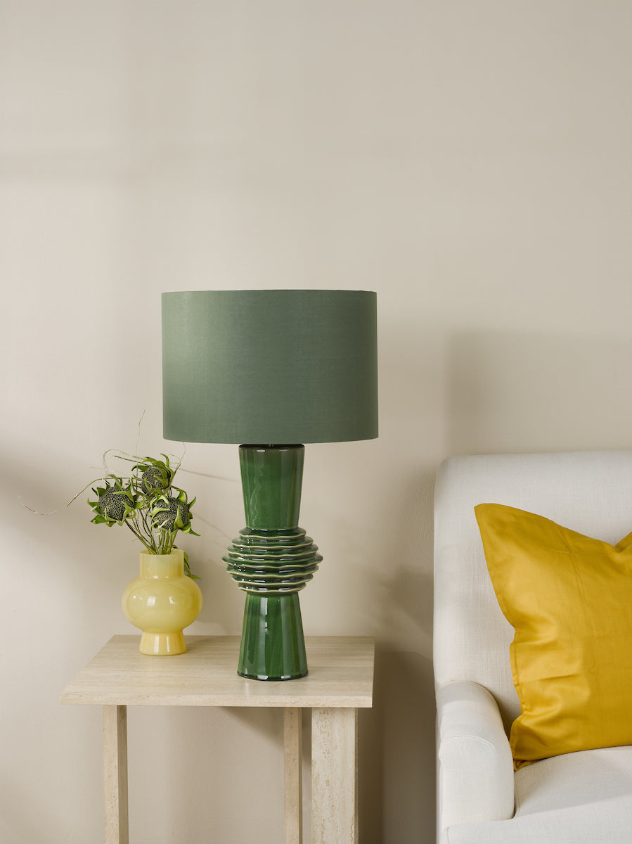 Dar Lagle Table Lamp Green and Antique Brass With Shade