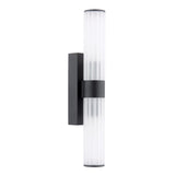 Dar Lars 2 Light Bathroom Wall Light Matt Black and White Frosted Acrylic IP44