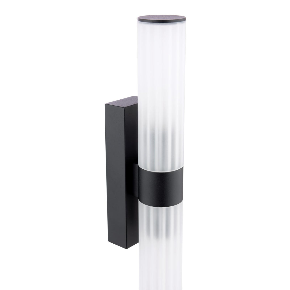 Dar Lars 2 Light Bathroom Wall Light Matt Black and White Frosted Acrylic IP44