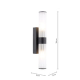 Dar Lars 2 Light Bathroom Wall Light Matt Black and White Frosted Acrylic IP44