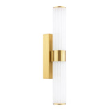 Dar Lars 2 Light Bathroom Wall Light Brushed Gold and White Frosted Acrylic IP44