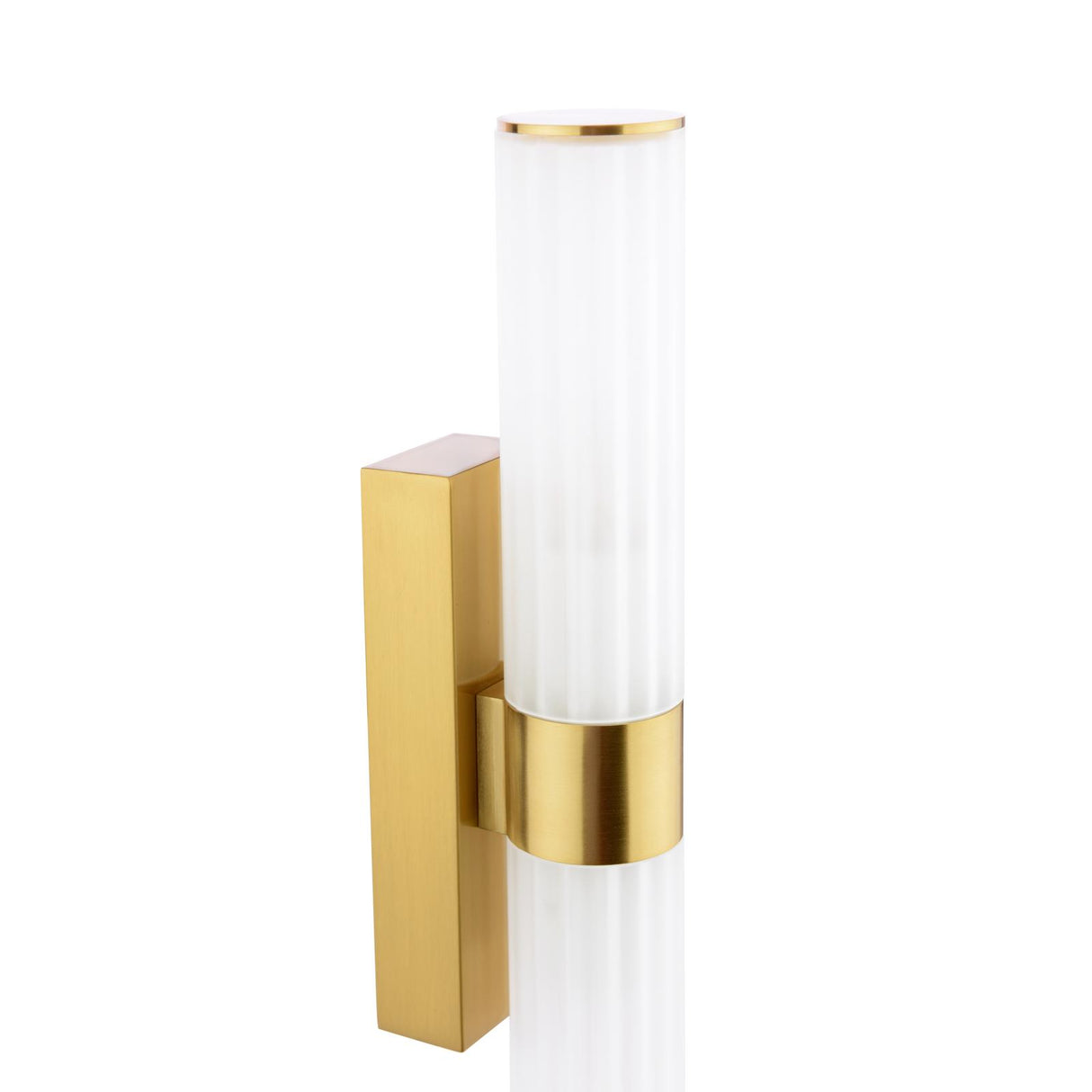 Dar Lars 2 Light Bathroom Wall Light Brushed Gold and White Frosted Acrylic IP44