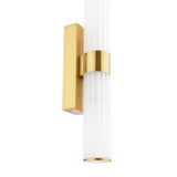 Dar Lars 2 Light Bathroom Wall Light Brushed Gold and White Frosted Acrylic IP44