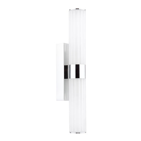 Dar Lars 2 Light Bathroom Wall Light Polished Chrome and White Frosted Acrylic IP44