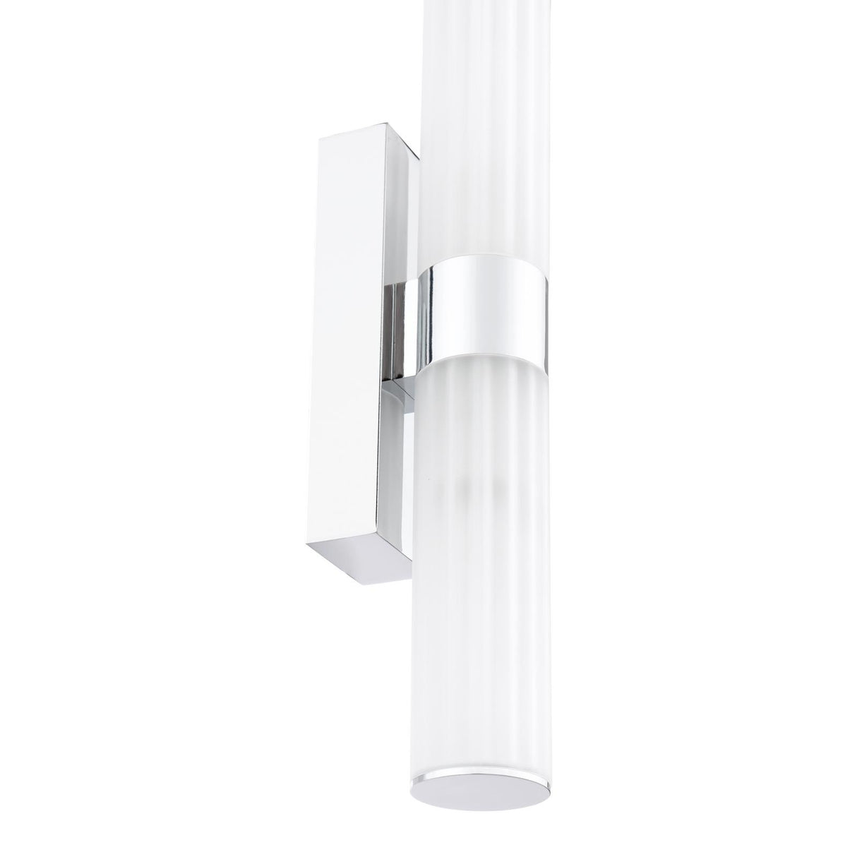 Dar Lars 2 Light Bathroom Wall Light Polished Chrome and White Frosted Acrylic IP44
