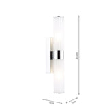 Dar Lars 2 Light Bathroom Wall Light Polished Chrome and White Frosted Acrylic IP44