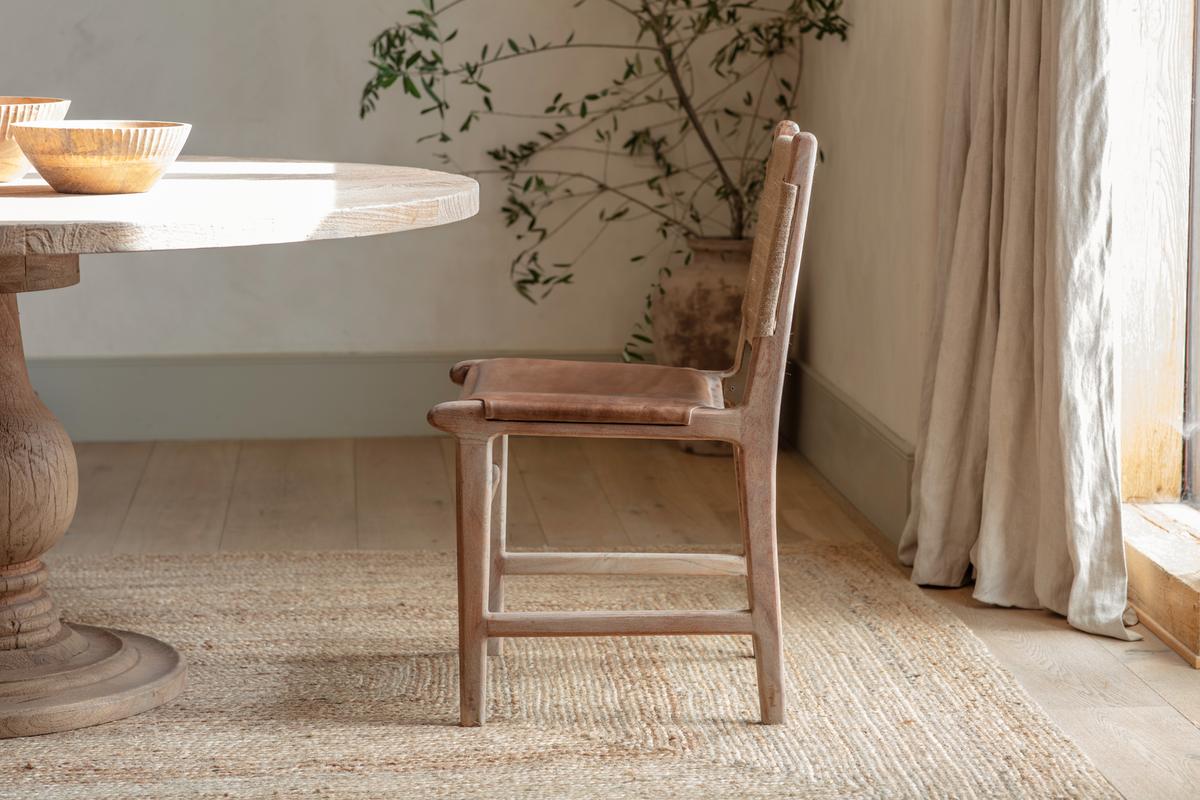 Nkuku Nayan Leather & Jute Dining Chair Tan