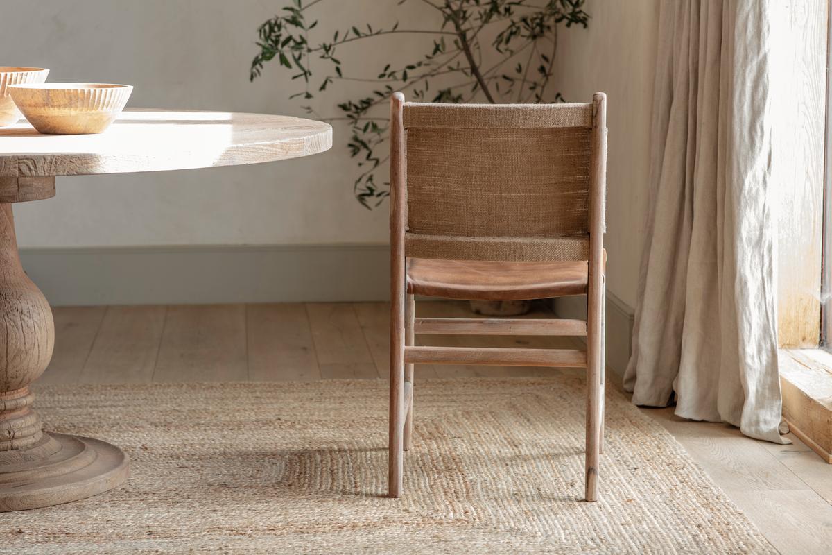 Nkuku Nayan Leather & Jute Dining Chair Tan