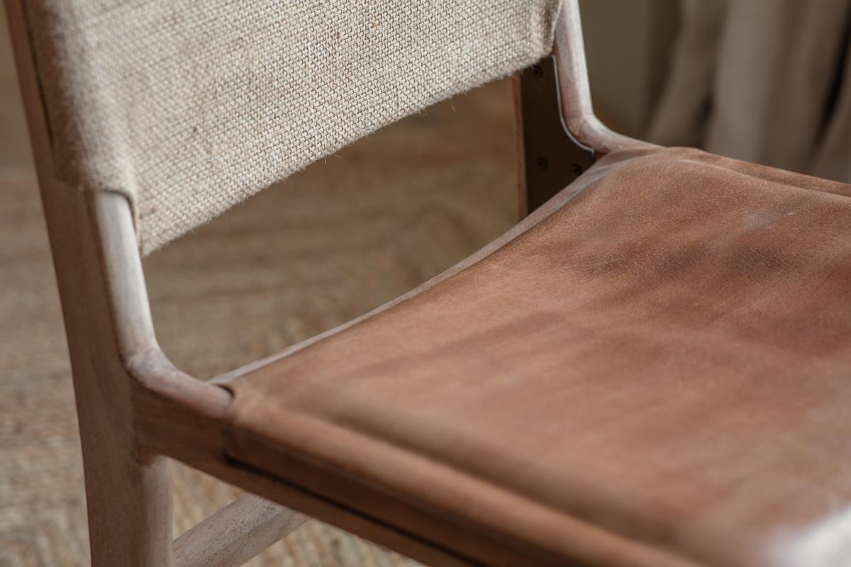 Nkuku Nayan Leather & Jute Dining Chair Tan