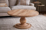 Nkuku Laya Round Carved Mango Wood Coffee Table Natural