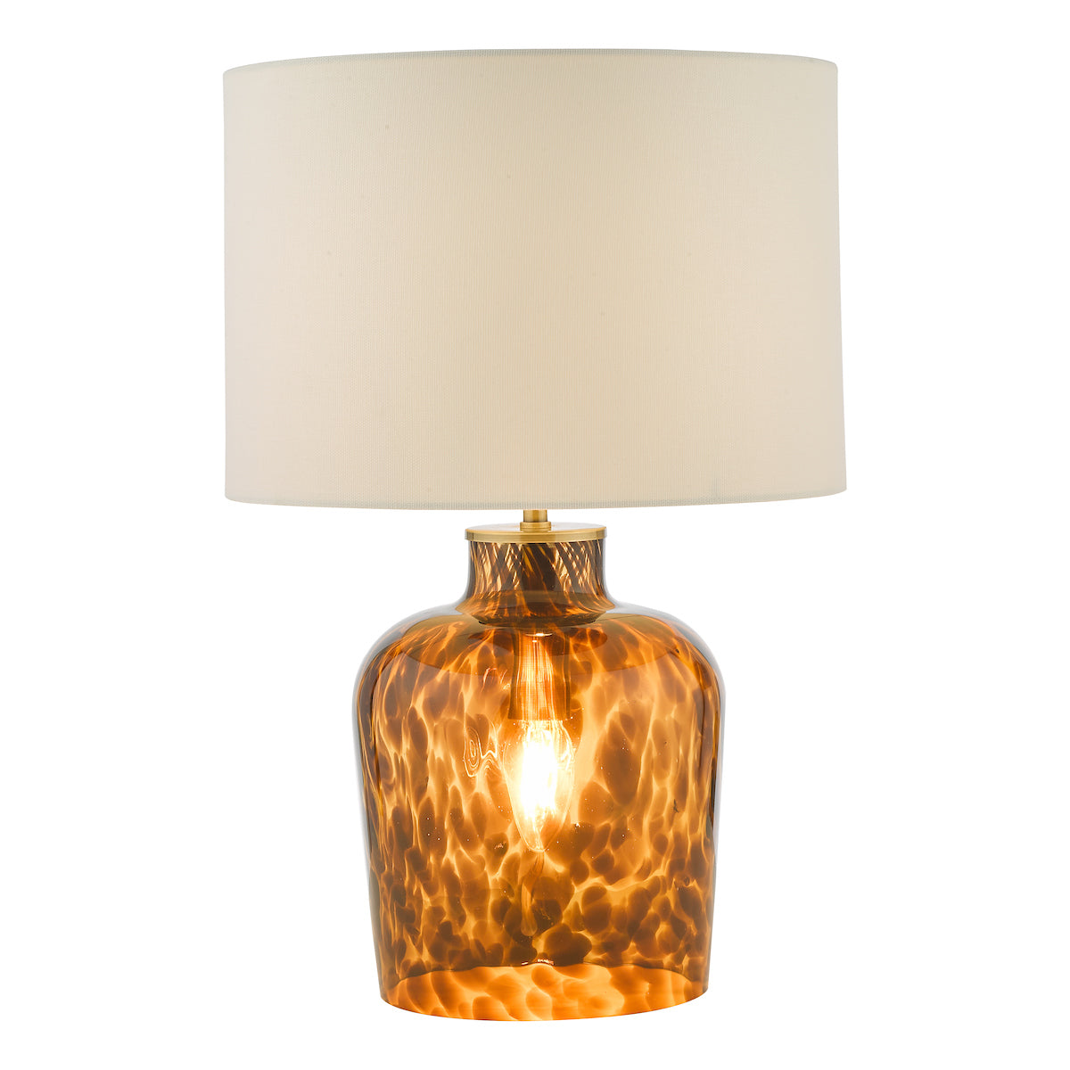 Dar Leandra Dual Light Table Lamp Tortoiseshell Glass With Shade –  from Amos Lighting + Home