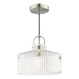 Dar Lenka Pendant Satin Nickel and Ribbed Glass –  from Amos Lighting + Home