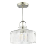 Dar Lenka Pendant Satin Nickel and Ribbed Glass –  from Amos Lighting + Home