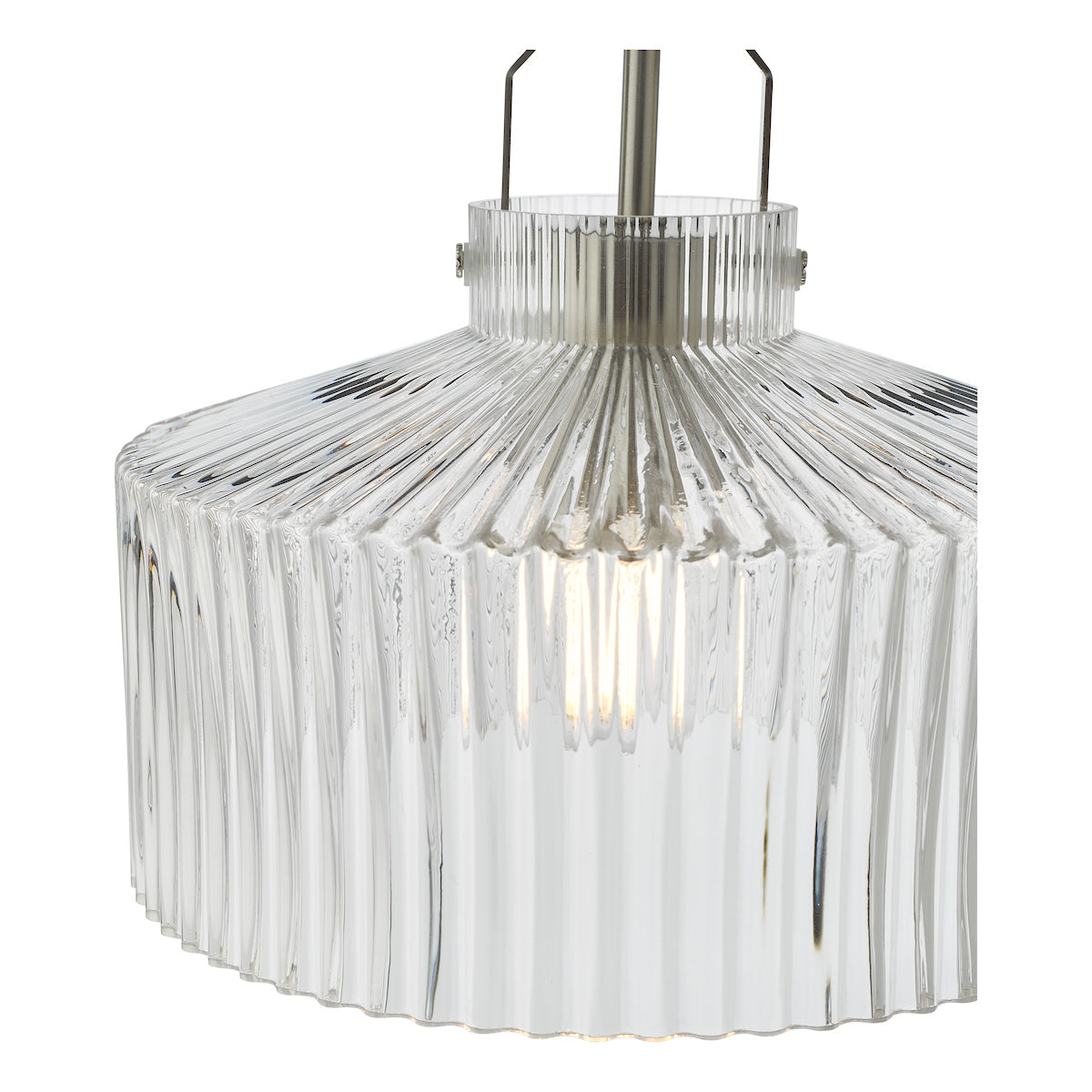 Dar Lenka Pendant Satin Nickel and Ribbed Glass –  from Amos Lighting + Home