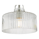 Dar Lenka Semi-Flush Satin Nickel and Ribbed Glass –  from Amos Lighting + Home