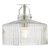 Dar Lenka Semi-Flush Satin Nickel and Ribbed Glass –  from Amos Lighting + Home