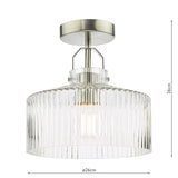 Dar Lenka Semi-Flush Satin Nickel and Ribbed Glass –  from Amos Lighting + Home