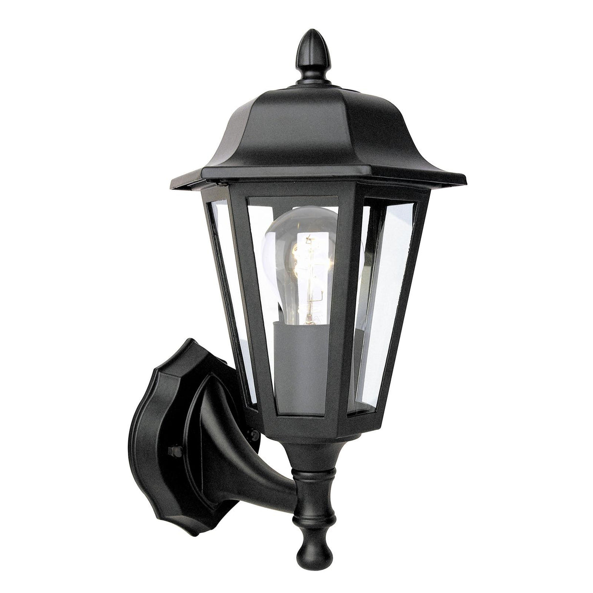 Dar Lewis Outdoor Wall Light Matt Black and Glass IP44