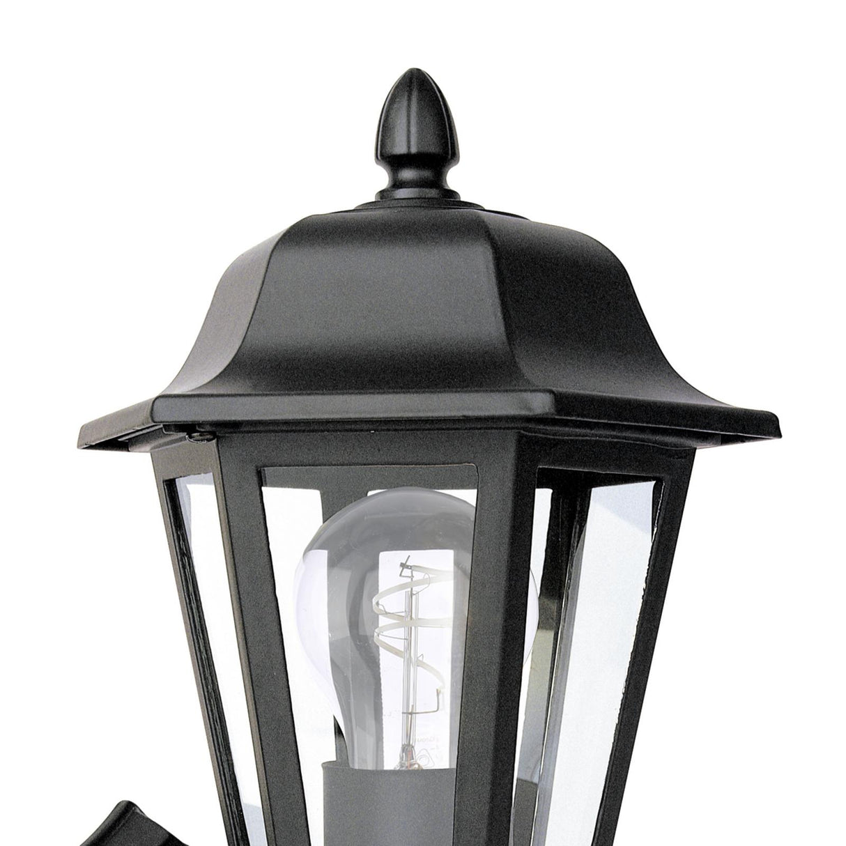 Dar Lewis Outdoor Wall Light Matt Black and Glass IP44