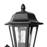Dar Lewis Outdoor Wall Light Matt Black and Glass IP44