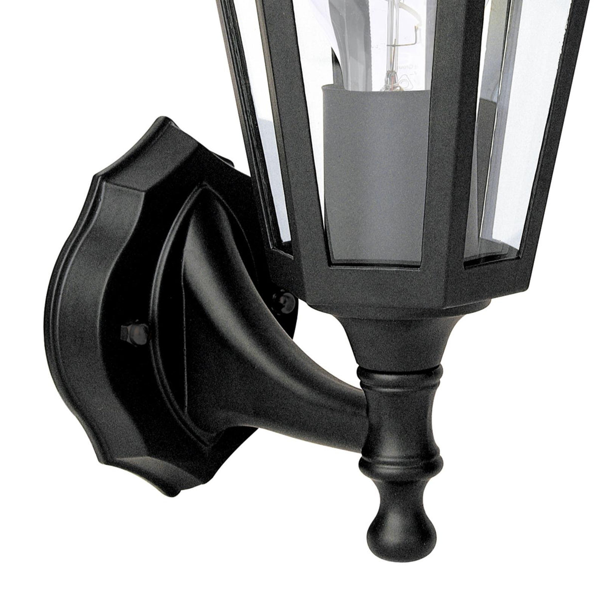 Dar Lewis Outdoor Wall Light Matt Black and Glass IP44
