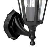 Dar Lewis Outdoor Wall Light Matt Black and Glass IP44