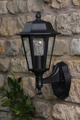 Dar Lewis Outdoor Wall Light Matt Black and Glass IP44