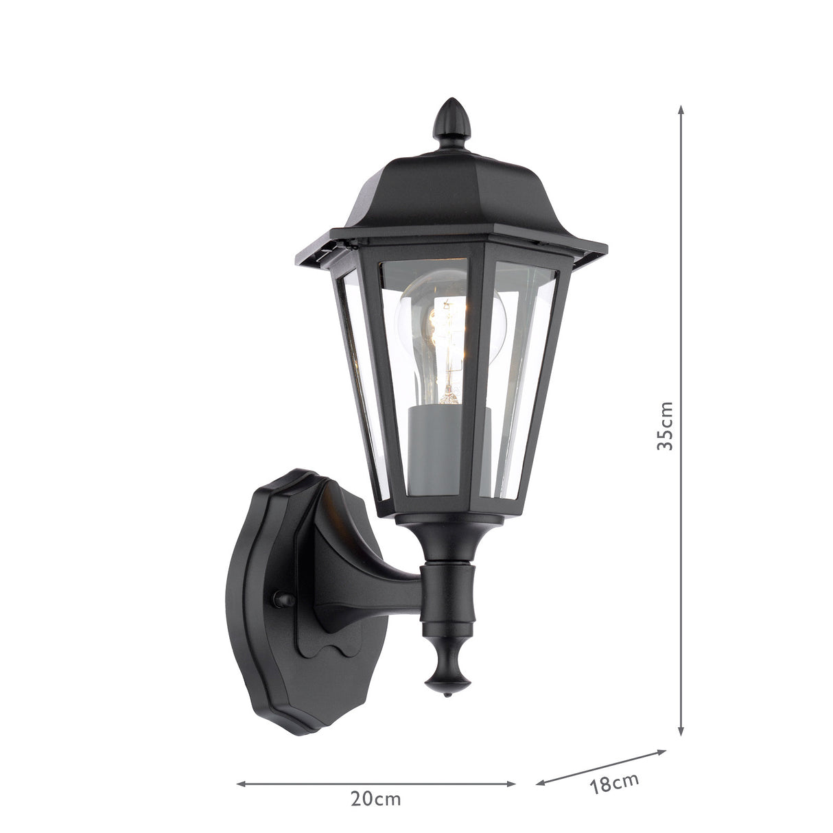 Dar Lewis Outdoor Wall Light Matt Black and Glass IP44