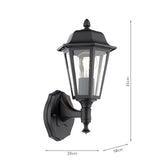 Dar Lewis Outdoor Wall Light Matt Black and Glass IP44