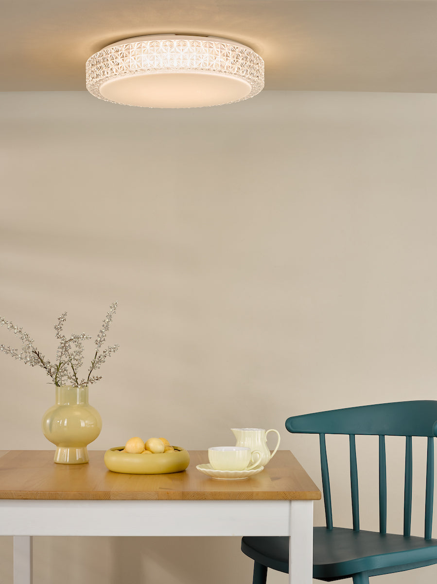 Dar Liana Flush Clear Faceted Plastic LED