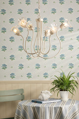 David Hunt Lily 6 Light Armed Pendant Glass and Matt Champagne