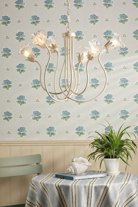 David Hunt Lily 6 Light Armed Pendant Glass and Matt Champagne