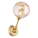 Dar Liora Wall Light Antique Gold and Amber Ribbed Glass