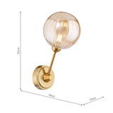 Dar Liora Wall Light Antique Gold and Amber Ribbed Glass