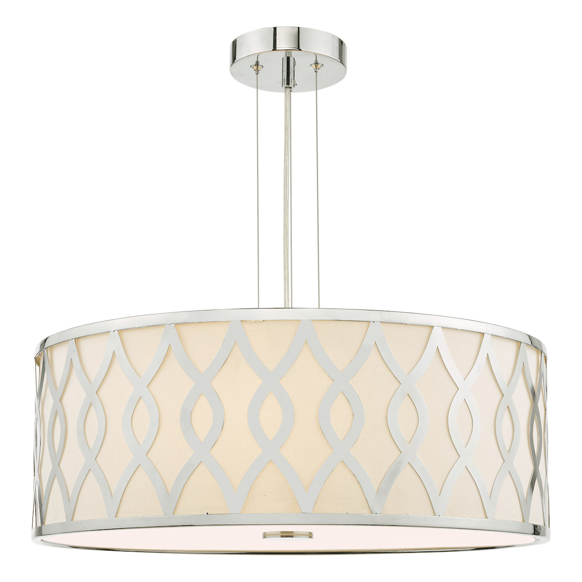 Dar Locryn 4 Light Pendant Polished Chrome and Ivory