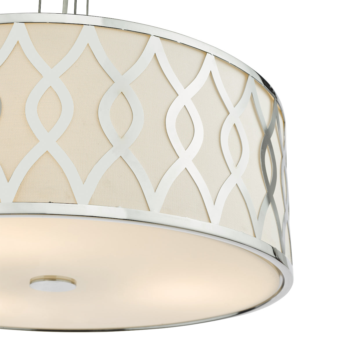 Dar Locryn 4 Light Pendant Polished Chrome and Ivory