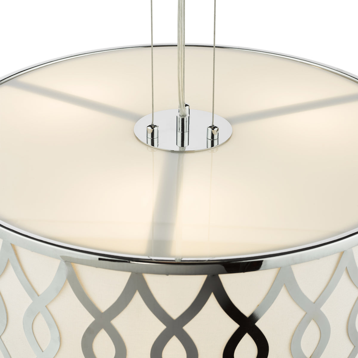 Dar Locryn 4 Light Pendant Polished Chrome and Ivory