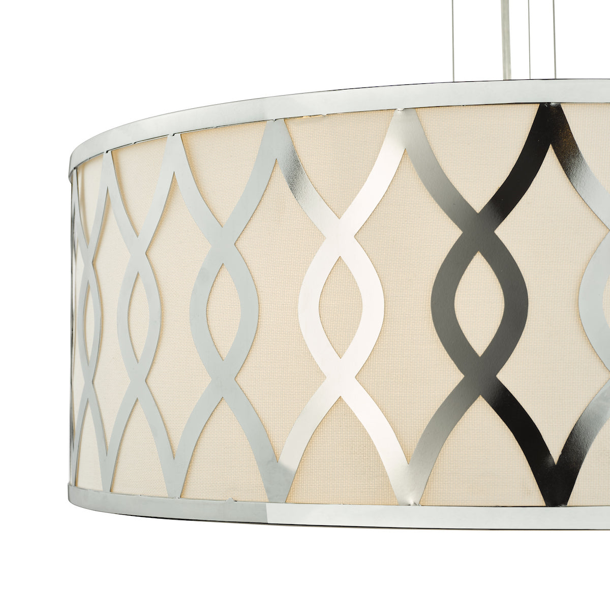 Dar Locryn 4 Light Pendant Polished Chrome and Ivory