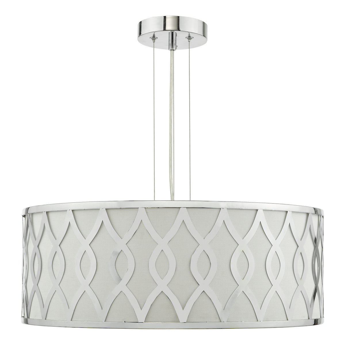 Dar Locryn 4 Light Pendant Polished Chrome and Ivory