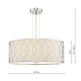 Dar Locryn 4 Light Pendant Polished Chrome and Ivory