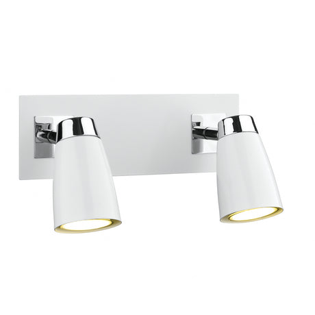 Dar Loft 2 Light Wall Spotlight Matt White Polished Chrome –  from Amos Lighting + Home