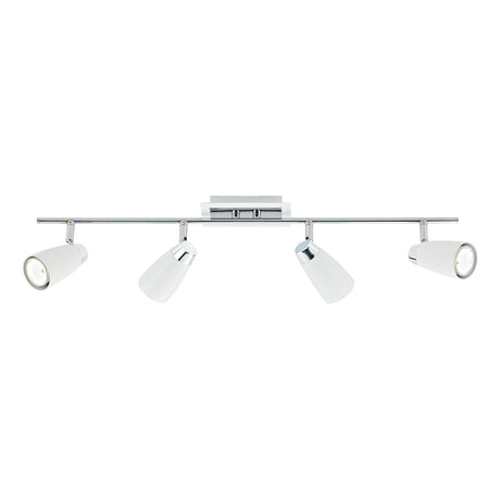 Dar Loft 4 Light Bar Spotlight Matt White Polished Chrome –  from Amos Lighting + Home